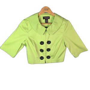 Signature by Robbie Bee Cropped Jacket Lime Green 10 Mod Button Collar